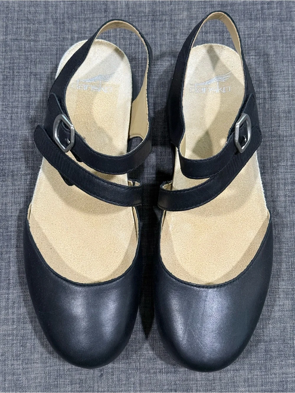 Dansko Rissa Black Leather Slingback Platform Mary Jane